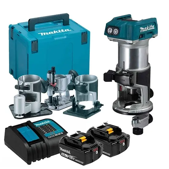 Fresadora 6-8 mm (1/4-3/8) Inalámbrico 18V Makita DRT50RFJX3