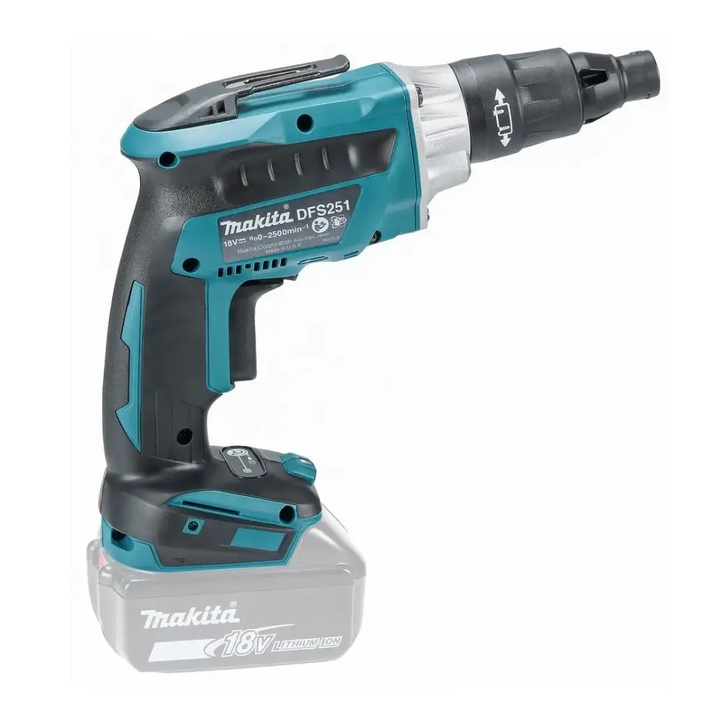 Atornillador 1/4" Hexagonal. 0-2.500 rpm. - P/tornillo autoperforantes con toma hexagonal 1,5 kg. BL Motor Makita DFS251Z