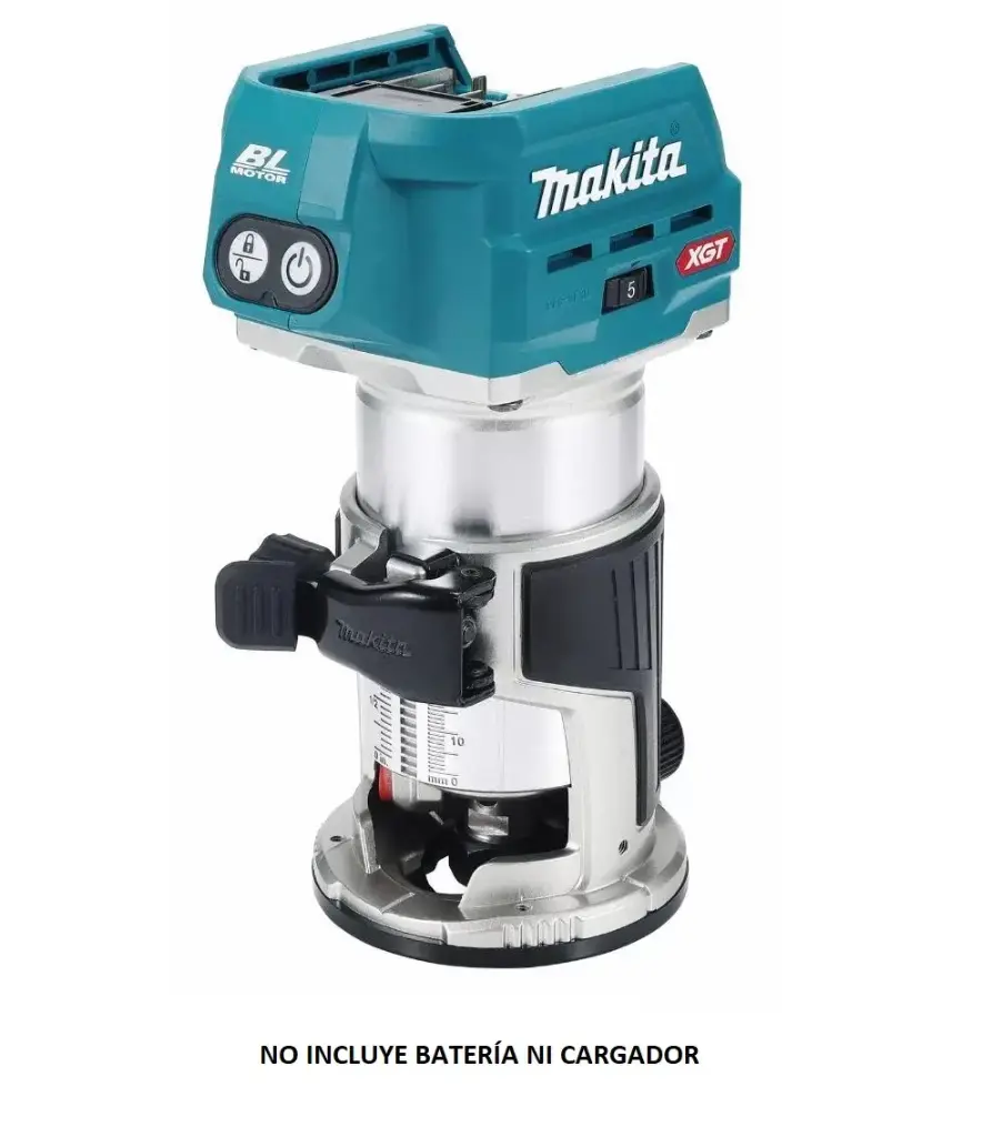 Rebajadora Vel. Variable 11.000-31.000 Capacidad máxima rebaje 40 mm. 2,5 kg XGT 40Vmax BL Motor XPT AWS Makita RT001GZ04