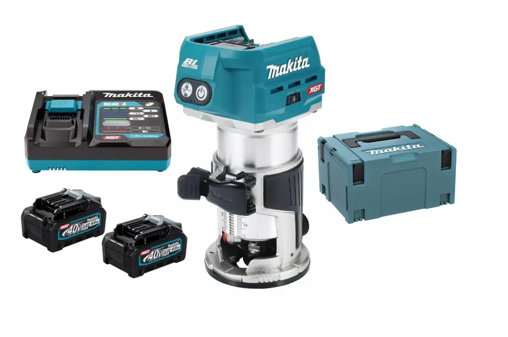 Rebajadora 30.000 rpm Capacidad máxima rebaje 40 mm. 2,5 kg/ Batería BL4040 (4.0Ah) x 2, Cargador DC40RC, XGT 40Vmax BL Motor XPT AWS