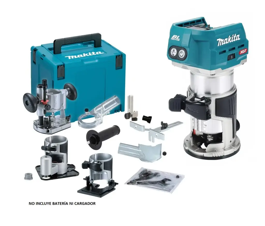 Rebajadora Vel. Variable 11.000-31.000 Capacidad máxima rebaje 40 mm. 2,5 kg XGT 40Vmax BL Motor XPT AWS Makita RT001GZ07