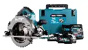 Sierra Circular 190/185mm (7-1/2" / 7-1/4") 6.000 rpm. (0°:62.5mm/60mm, 45°:44.5mm /43mm, 48°:42mm /41mm) 4,5kg. compatible con regla de SP6000 / Batería BL4040 (4.0Ah) x 2, Cargador DC40RC, XGT 40Vmax BL Motor ADT Freno XPT