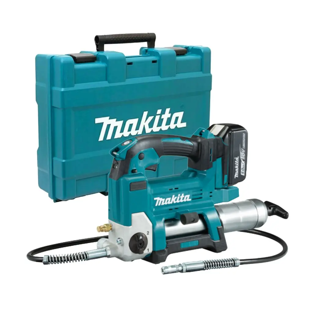 Engrasadora Inalámbrica 69Mpa (10,000 PSI) Capacidad de Grasa 410g - 455g 4.8Kg 1 Bateria Li-ion 5,0Ah + Cargador DC18RC
