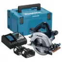 Sierra Circular 6-1/2" (165 mm) 5.000 rpm. (0°:57mm / 45°:41mm) 3,3 kg. / 2 Bat. Li-ion 3,0Ah + Cargador, BL Motor MAKPAC