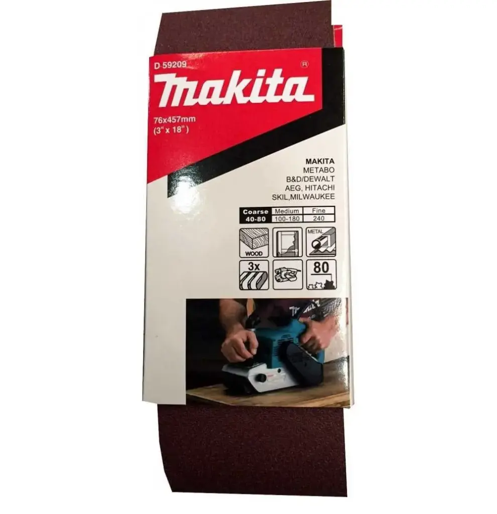 LIJA DE BANDA 3 X 18"3Pzs GRANO 80 P/MADERA/MET.P/9910 - 9911