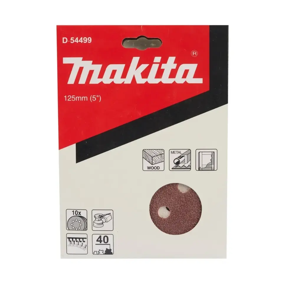 DISCO LIJA ABRASIVO 125MM G40 VELCRO 10 PZS METAL/MADERA Makita D-54499