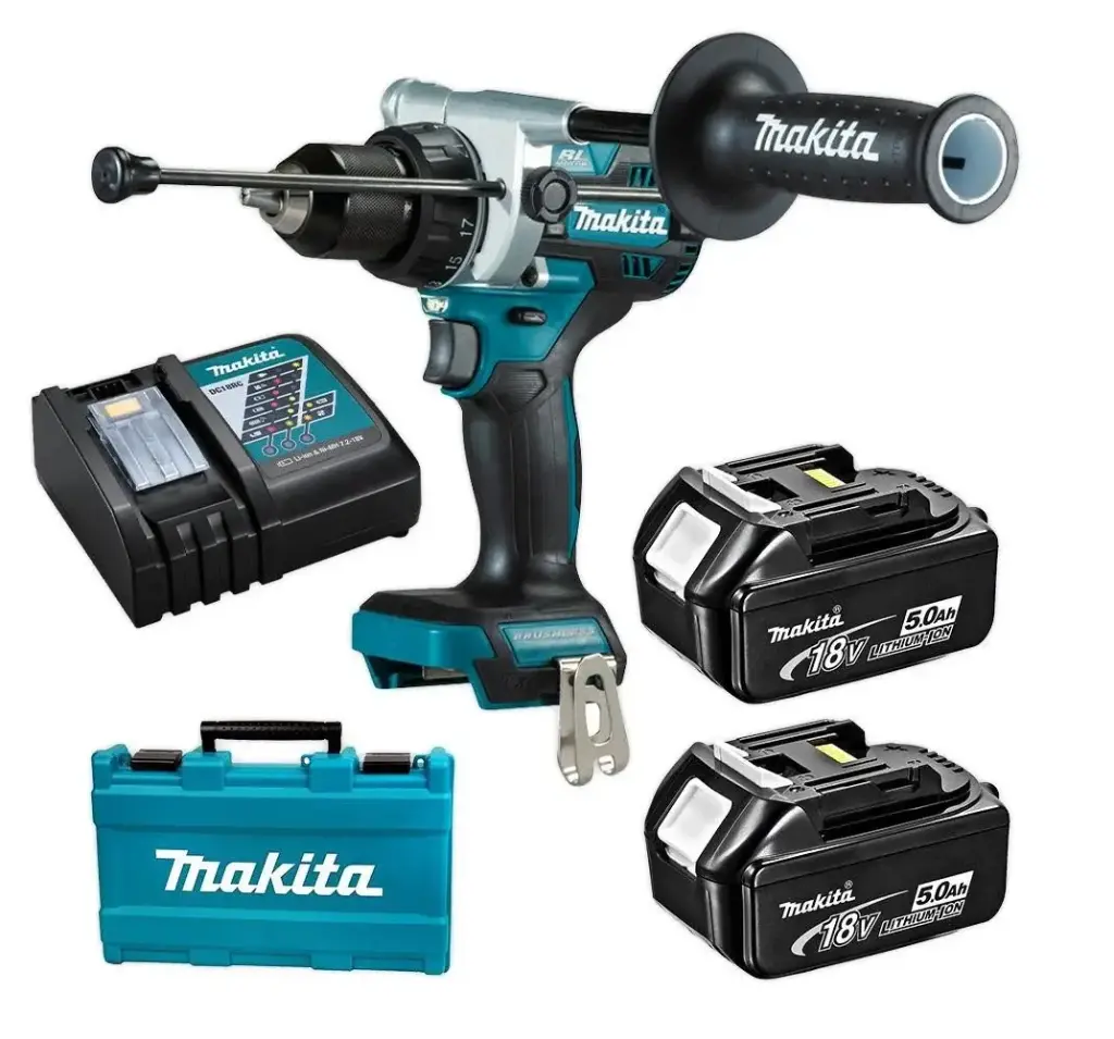 Taladro combinado BL 18V LXT 130 Nm + Batería 18v 5Ah y Cargador Makita DHP486RTE