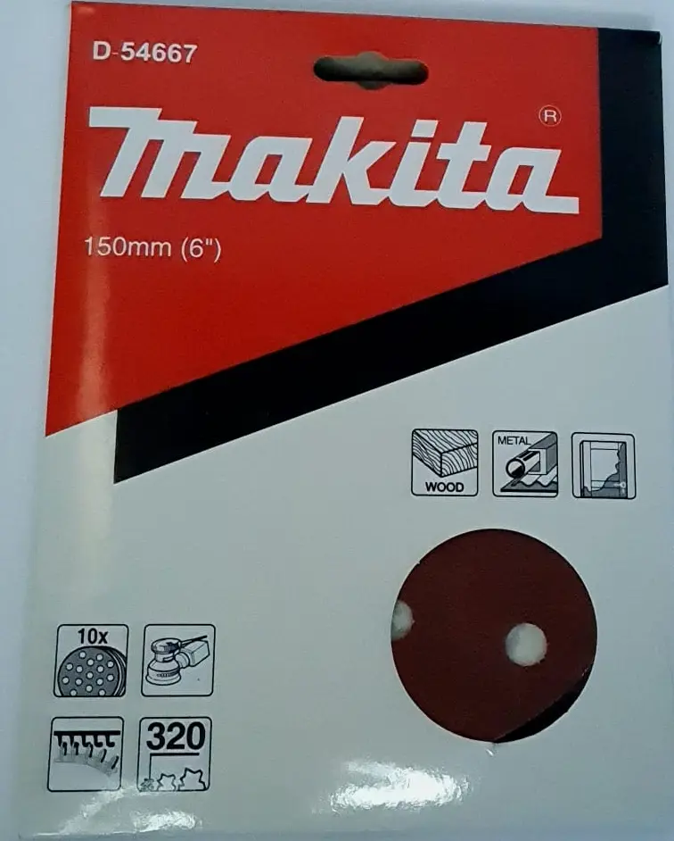 DISCO LIJA ABRASIVO 150MM320 VELCRO 10 PZS BO6030/6040 MAKITA D-54667