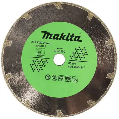 Disco diamantado electrochapado 230x22,23 mm para mármol Makita D-51100