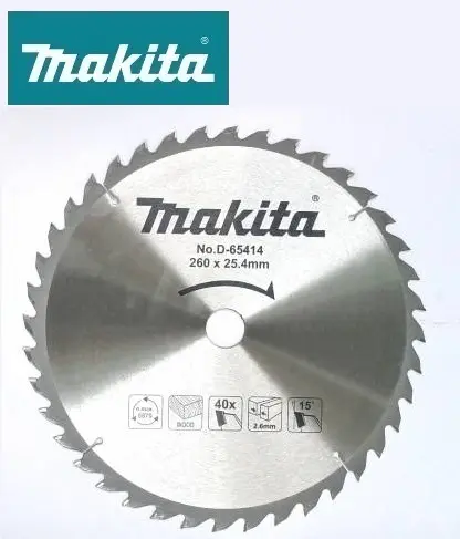 Disco de sierra TCT 260 x 25 40 T para madera Makita D-65414