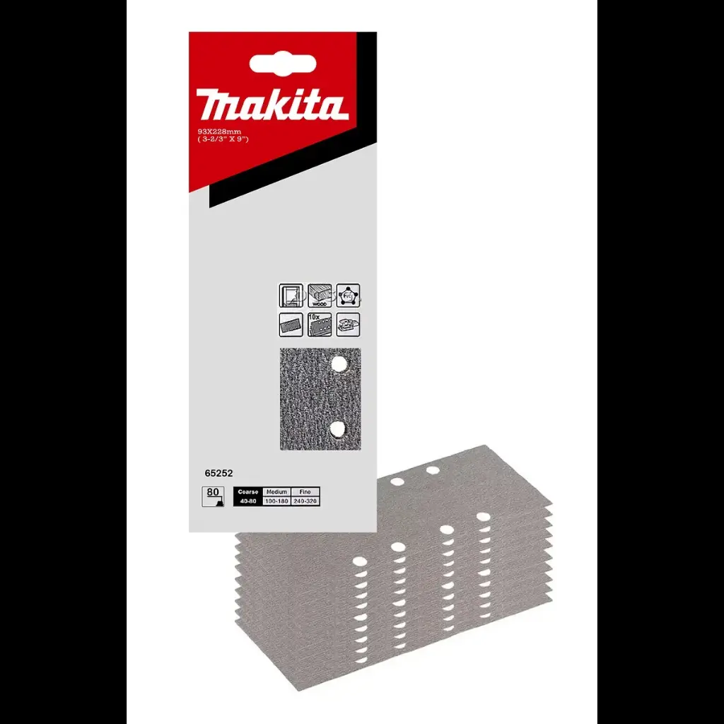 Lijas (10 Unids) 93x228mm Grano 80 Makita D-65252