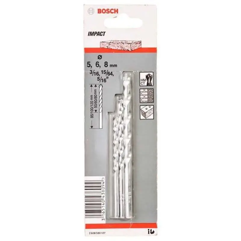 Set de brocas para concreto 5, 6 y 8-3 piezas Bosch 90127