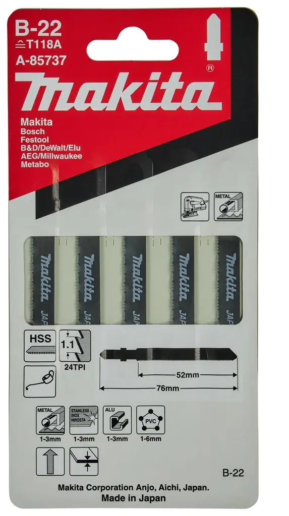 Hoja de calar B-22 24T x 50 mm Plástico Makita A-85737