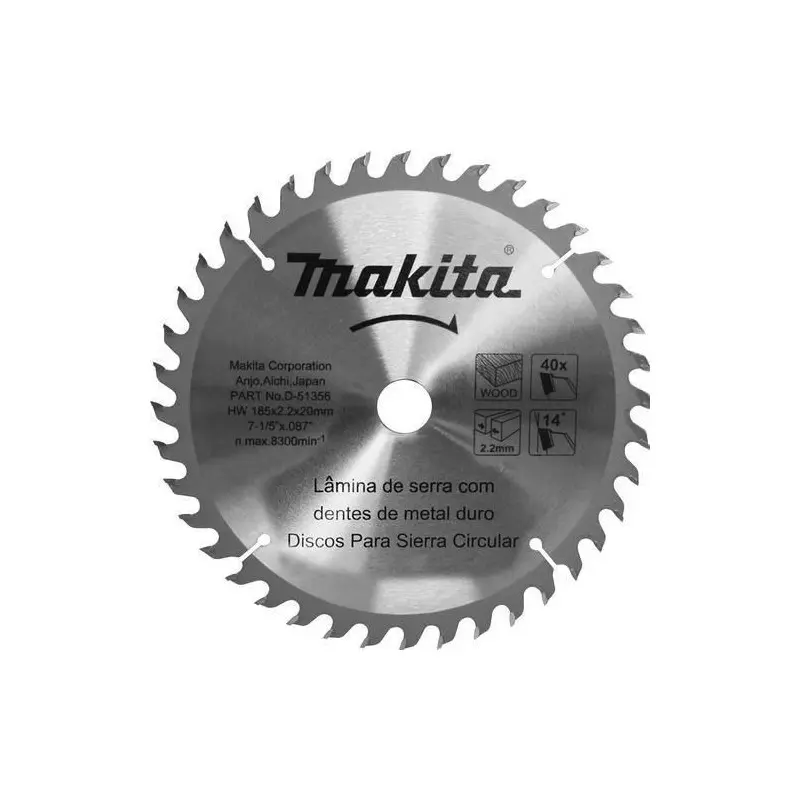 Disco Sierra Circular 7-1/4 40 D Makita D-51356