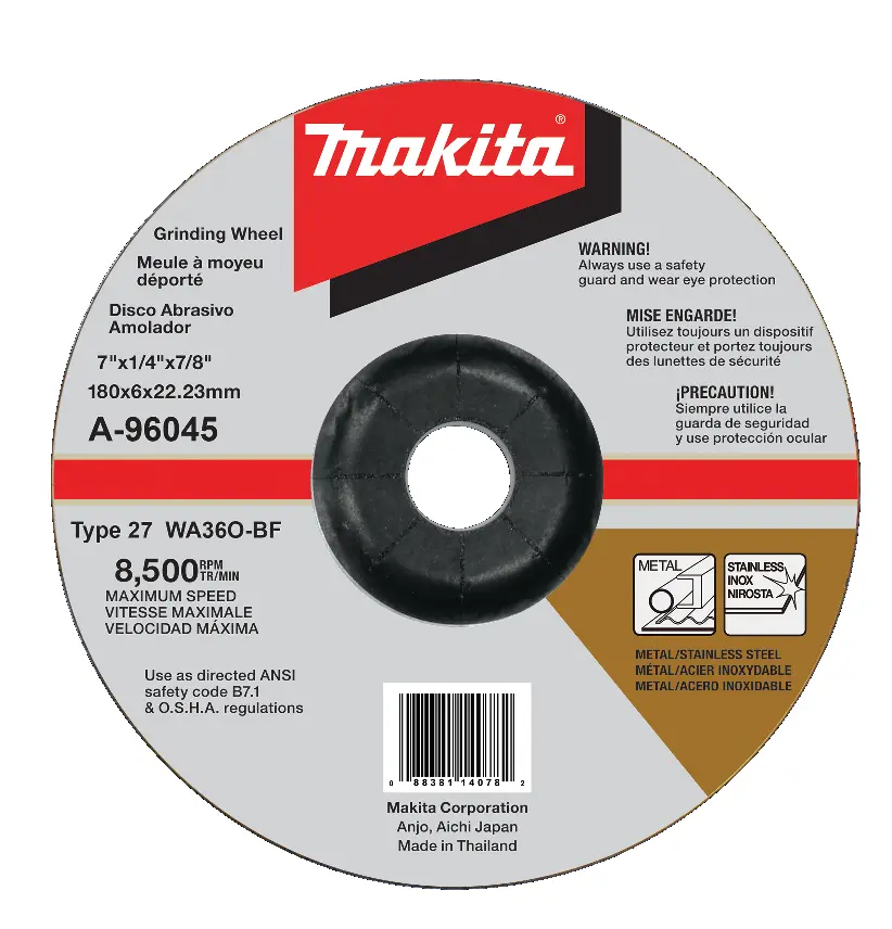 Disco Abrasivo Amolador 180x6x22,23mm Makita A-96045
