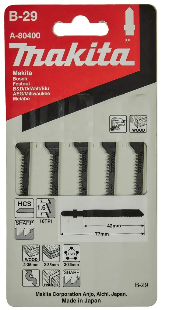 Hoja de calar B-29 16T x 42 mm Madera Makita A-80400