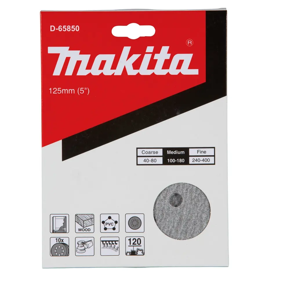 Discos Lija Velcro (10u) 125mm (5) Grano 120 Makita D-65850