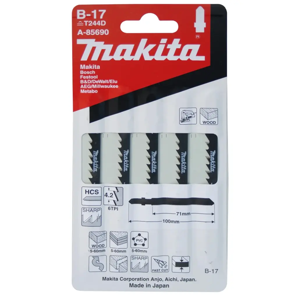Hoja de Calar B-17 6T x 70 mm Madera Makita A-85690