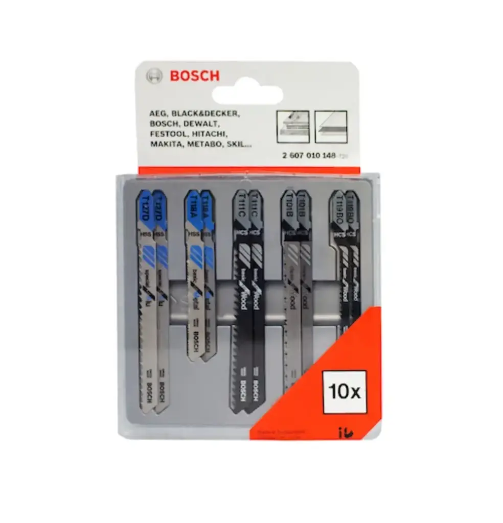 Pack hojas para sierra caladora 10 unidades para Madera, plástico, metal, metal no ferroso y aluminio Bosch 2607010148