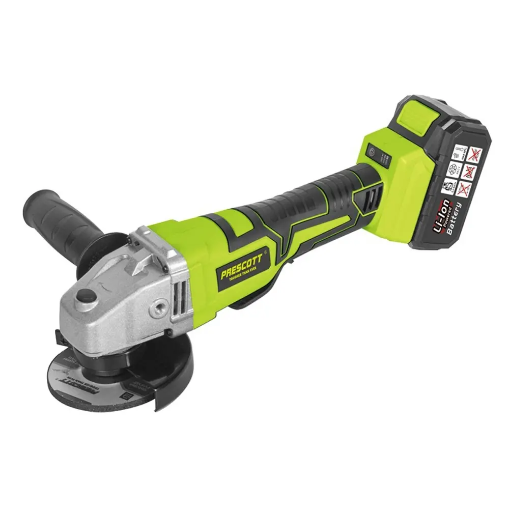 Esmeril Angular Inalámbrico4 1/2 21V. LI/ION Incluye 2 Bat. + 1 Cargador Prescott PT2011501