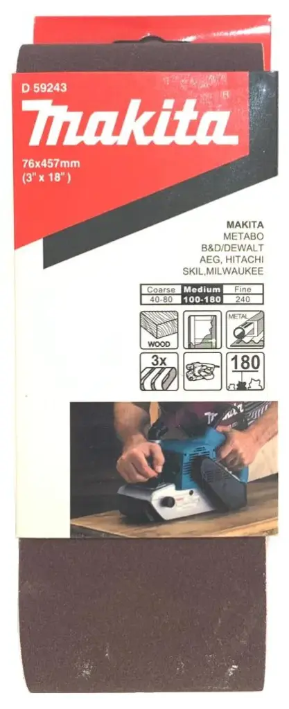 Lijas Banda (3 Unid) 3x18 76x457mm Grano 180 Makita D-59243
