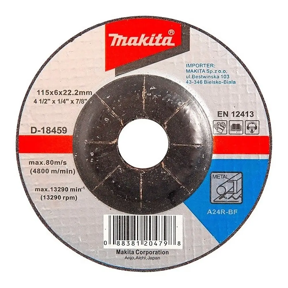 Disco Desbaste Metal 4-1/2 (115 X 6 X 22.23) Cd A Makita D-18459