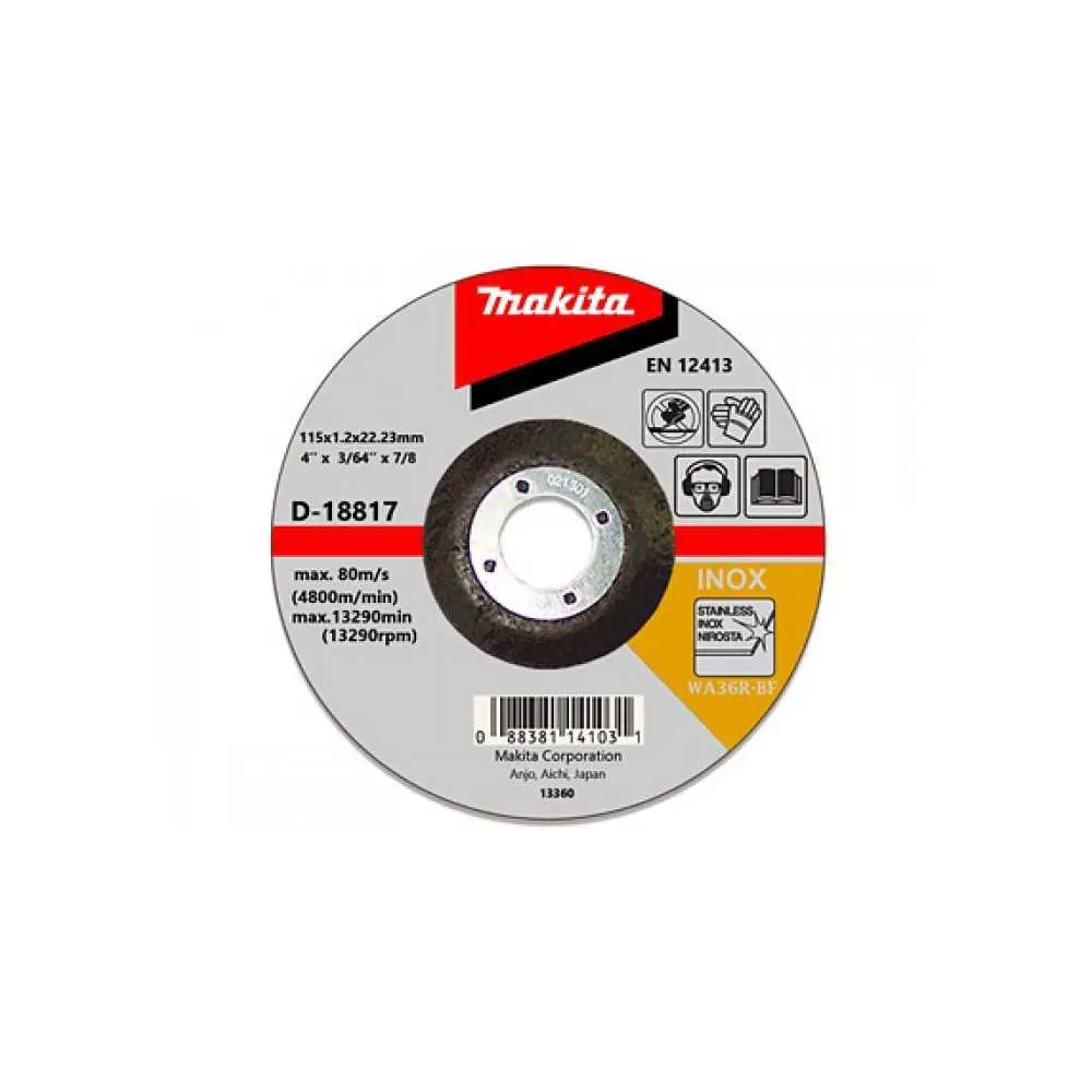 Disco Abrasivo Corte Acero INOX 115X1,2X22,23mm WA60T-BF MAKITA D-18817