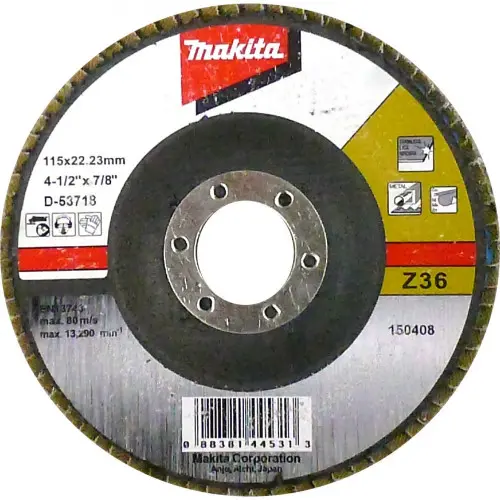 Tapa disco 115x22,23 mm GR36 Zircón / Metal y acero inox Makita D-53718