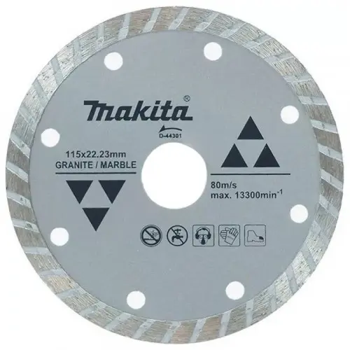 Disco diamantado turbo ondulado 115 x 22,26 mm para granito / mármol Makita D-44301