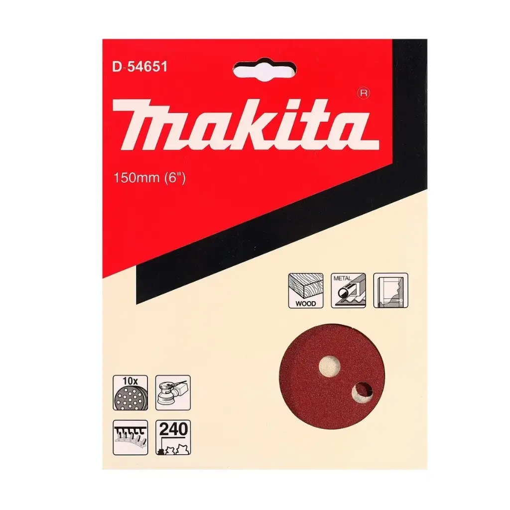 Discos Lija Velcro (10u) 150mm Grano 240 Makita D-54651