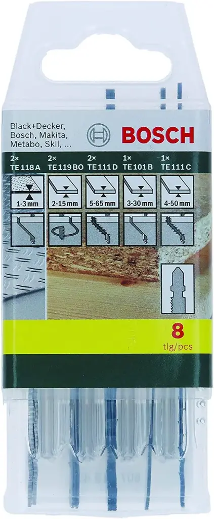 Caja de 8 hojas de sierra para madera/metal/plástico BOSCH 19458