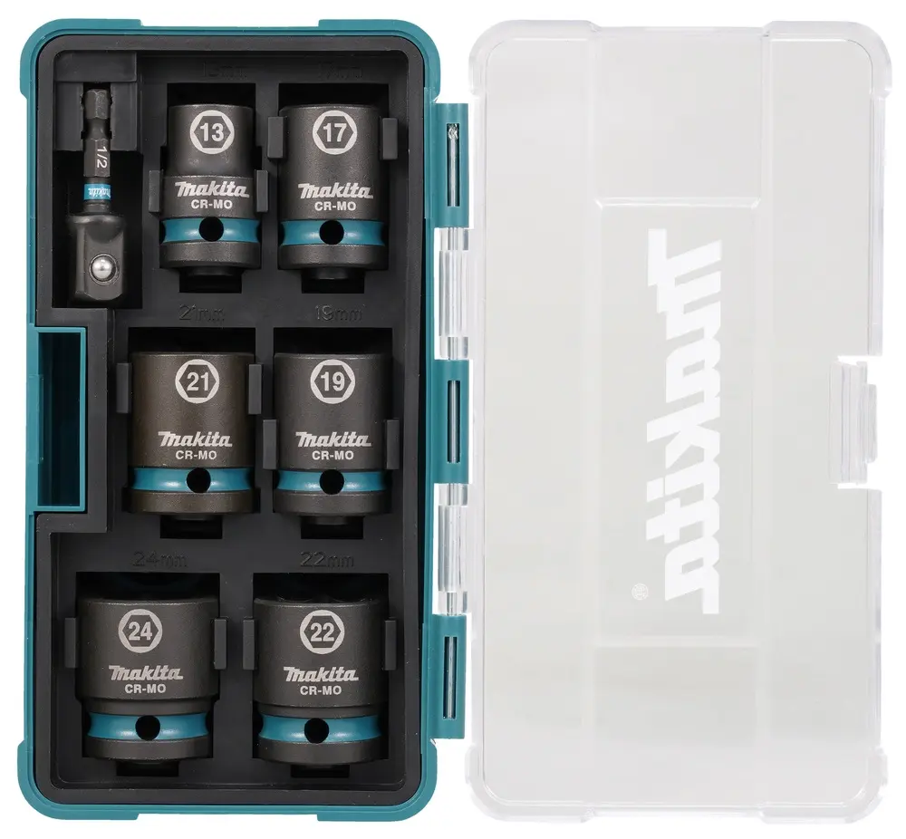 SET DADOS IMPACTO 1/2 " 7Pz (13.17.19.21.22.24mm) ADAPT 1/4" Makita E-16592