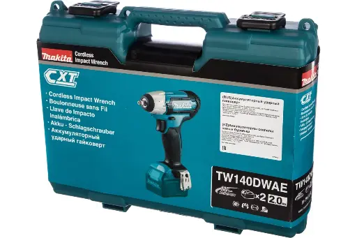 [TW140DWAE] Llave de Impacto 9.5mm (3/8") 12V Max (CXT) (Max. Torque 135 N.m) 0,95 kg.
  / 2 Batería Li-ion 2.0Ah + Cargador DC10WC(Carga Normal)