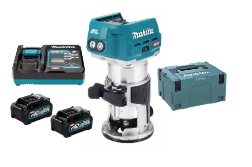 [RT001GM202] Rebajadora 30.000 rpm Capacidad máxima rebaje 40 mm. 2,5 kg, XGT 40Vmax BL Motor XPT AWS Makita RT001GM202