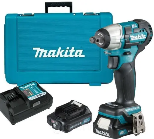 [TW161DWAE] Llave de Impacto 12V Max (CXT) 0-1300/2.400 rpm (Max. Torque 165 N.m) 1,0 kg, 1/2' BL Motor 2 Batería Li-ion 2.0Ah + Cargador DC10WA(Carga Estandar)