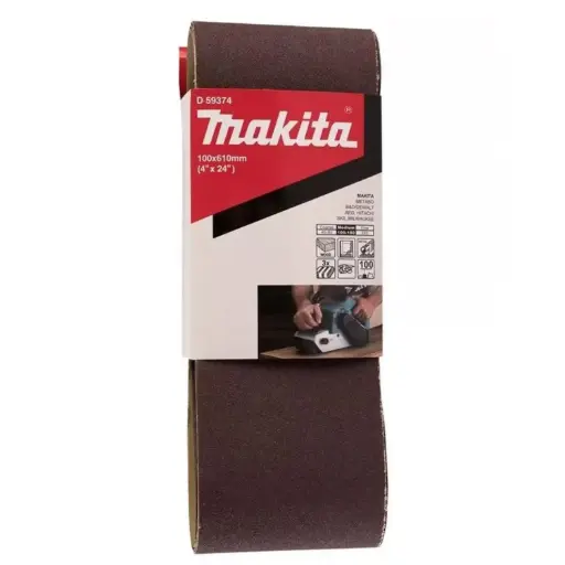 [D-59374] LIJA DE BANDA 4 X24"3Pzs GRANO 100 P/MADERA-METAL Makita D-59374