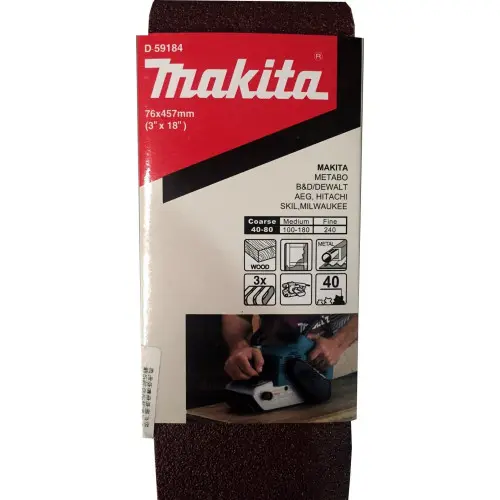 [D-59184] LIJA DE BANDA 3 X 18"3Pzs GRANO 40 P/MADERA/METAL Makita D-59184