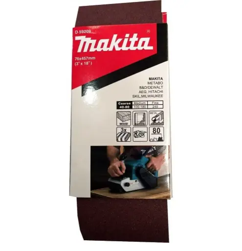 [D-59209] LIJA DE BANDA 3 X 18"3Pzs GRANO 80 P/MADERA/METAL Makita D-59209