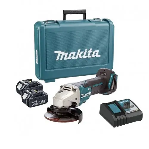 [DGA458RTE] Esmeril Angular 4-1/2" - 8.500 rpm. 2,4 kg. / 2 Baterías Li-ion 5,0Ah + Cargador 
 BL Motor, XPT, AFT, ADT, Hombre Muerto con/FRENO