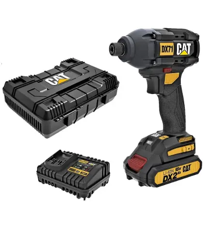 [48000521000] Atornillador de Impacto 3 Vel. 1/4 Hex. 18V. LI/ION + 2 Bat. + Cargador CAT DX71