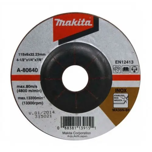 [A-80640] Disco desbaste para acero inox 115x6x22,23 mm GR36 Makita A-80640