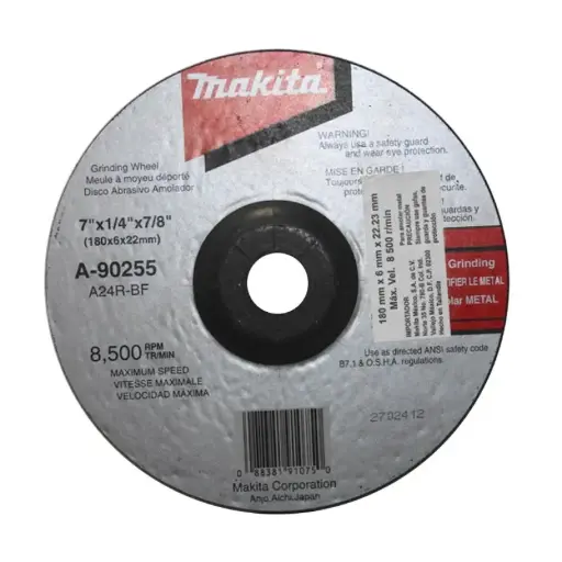 [A-90255] Disco Desbaste (espesor 6mm) Metal 180mm 7 Makita A-90255