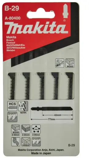 [A-80400] Hoja de calar B-29 16T x 42 mm Madera Makita A-80400