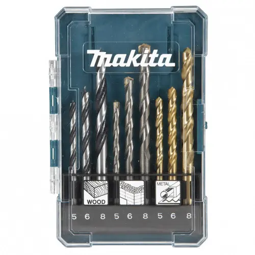 [D-71962] Set brocas para metal, madera y concreto 9 pzs Makita D-71962