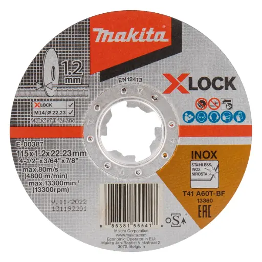 [E-00387] Disco de corte fino acero inox. X-LOCK 115 mm Makita E-00387